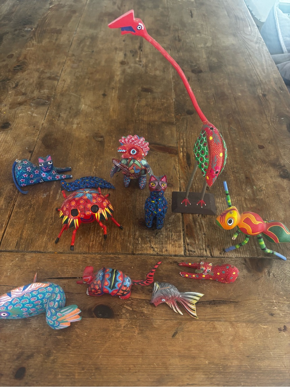 Hand-Painted Multicolor Kids Toy Animal Figurine Set - Vibrant Red Accent